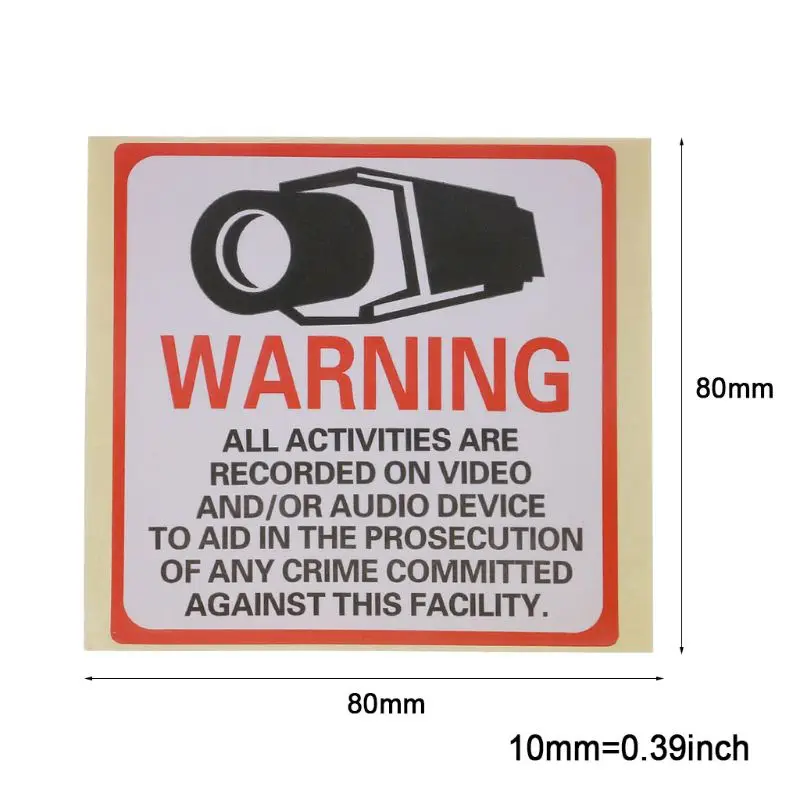 8 шт Предупреждение наклейки безопасности камеры при использовании самоклеящийся защитный этикетки знаки наклейка