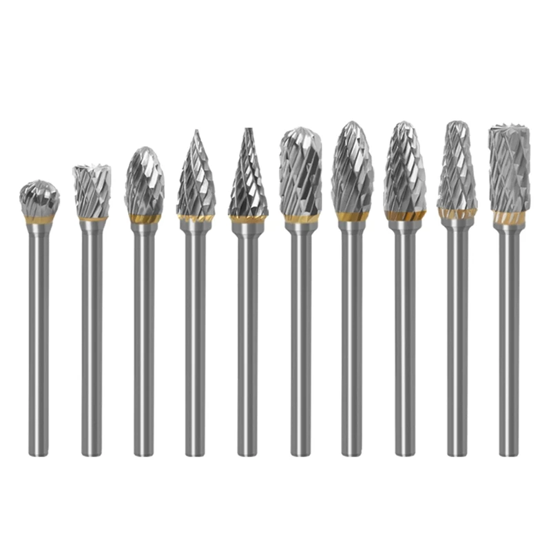 10 pcs Excellent Rotary Burr Set Tungsten Carbide File for DIY Carving | Инструменты