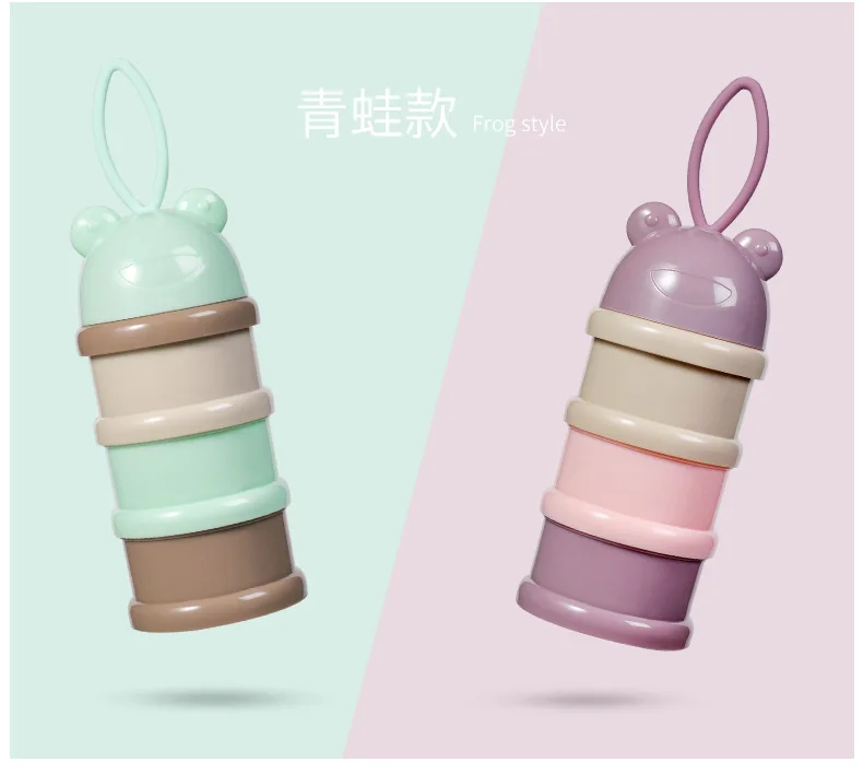 Baby Food Storage Baby milk powder box three-layer infant baby out portable milk powder plastic cartoon portable Feeding Box
