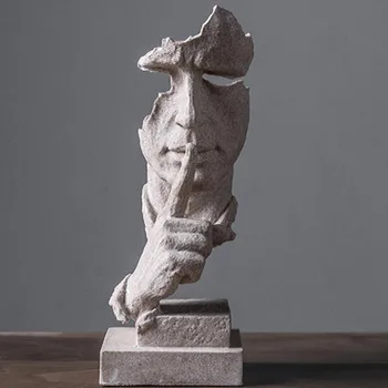 

Silence Is The Golden Figure Abstract Crafts Creative Nordic Sculpture Decoration Retro Office Living Room Decorations