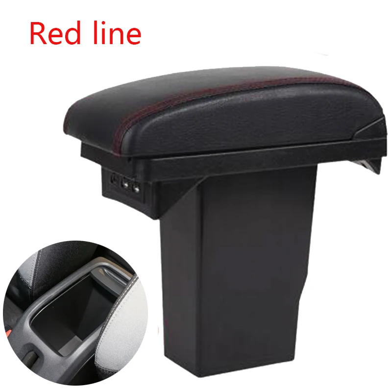 black. Red line Для peugeot 2008 двойной слой Искусственная кожа подлокотник с разъемом USB коробка для хранения коробка общей коробки подлокотника - Название цвета: black. Red line
