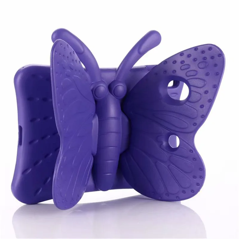 3D мультяшный EVA противоударный чехол для iPad 10,2 дюймов Дети Бабочка Стенд чехол для планшета для Apple IPad 7 7го поколения - Цвет: Purple