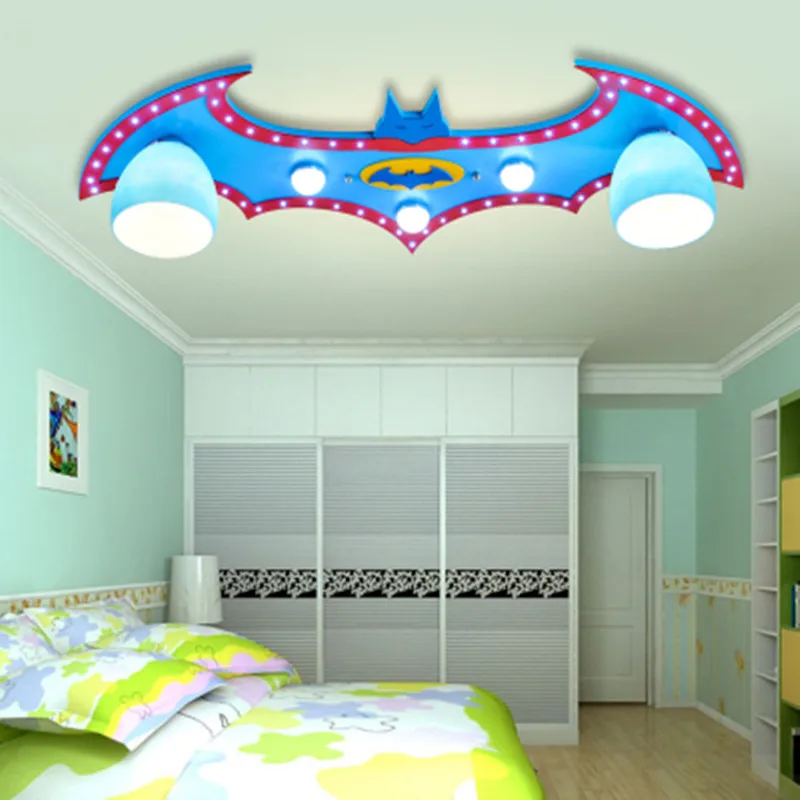 

Cartoon Kids Bedroom Batman Remote Control Ceiling Light for Kids Study Room Children Home Lighting Wooden LED Lights