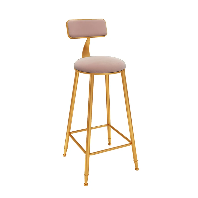 Скандинавский барный табурет из кованого железа Ins креативный стол золотой подъем кафе задняя сетка красный высокий стул простой барный табурет индивидуальный барный табурет - Цвет: Pink 75cm