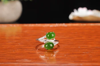 

925 Silver Natural Jade and Field Ring