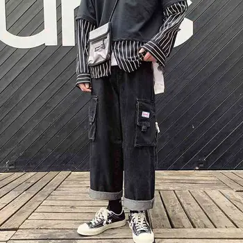 

2020 Plus size Jeans Men Hip hop Street Wear Joggers Ankle Length Denim Cargo Pants Loose Korean Harem Trousers Sweatpants
