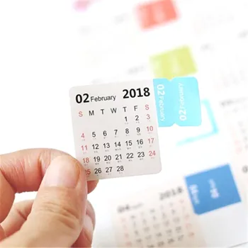 

ZTOYL 2pcs/set cartoon Mini 2018 Calendar index sticker DIY decorate sticker