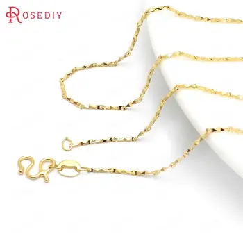 

(37957)2PCS Full length 44CM 24K Gold Color Copper with M Shape Clasps Finished Necklace Chains Jewelry Making Supplies