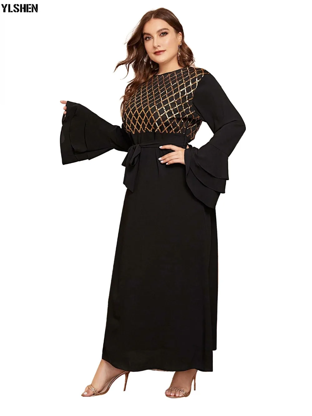 L-5XL Africa Dress African Dresses For Women Clothes Plus Size Dashiki Flare Sleeve Long Muslim Daily Dress Evening Party Dress 04