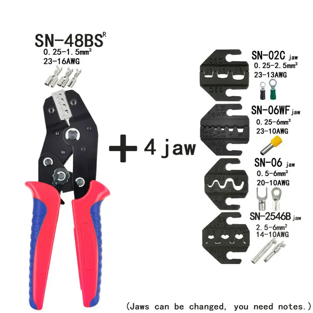 tongue and groove plane Crimping pliers SN-48BS 8 jaw kit package for 2.8 4.8 6.3 VH2.54 3.96 2510/tube/insulation terminals electrical clamp tools mini block plane Hand Tools