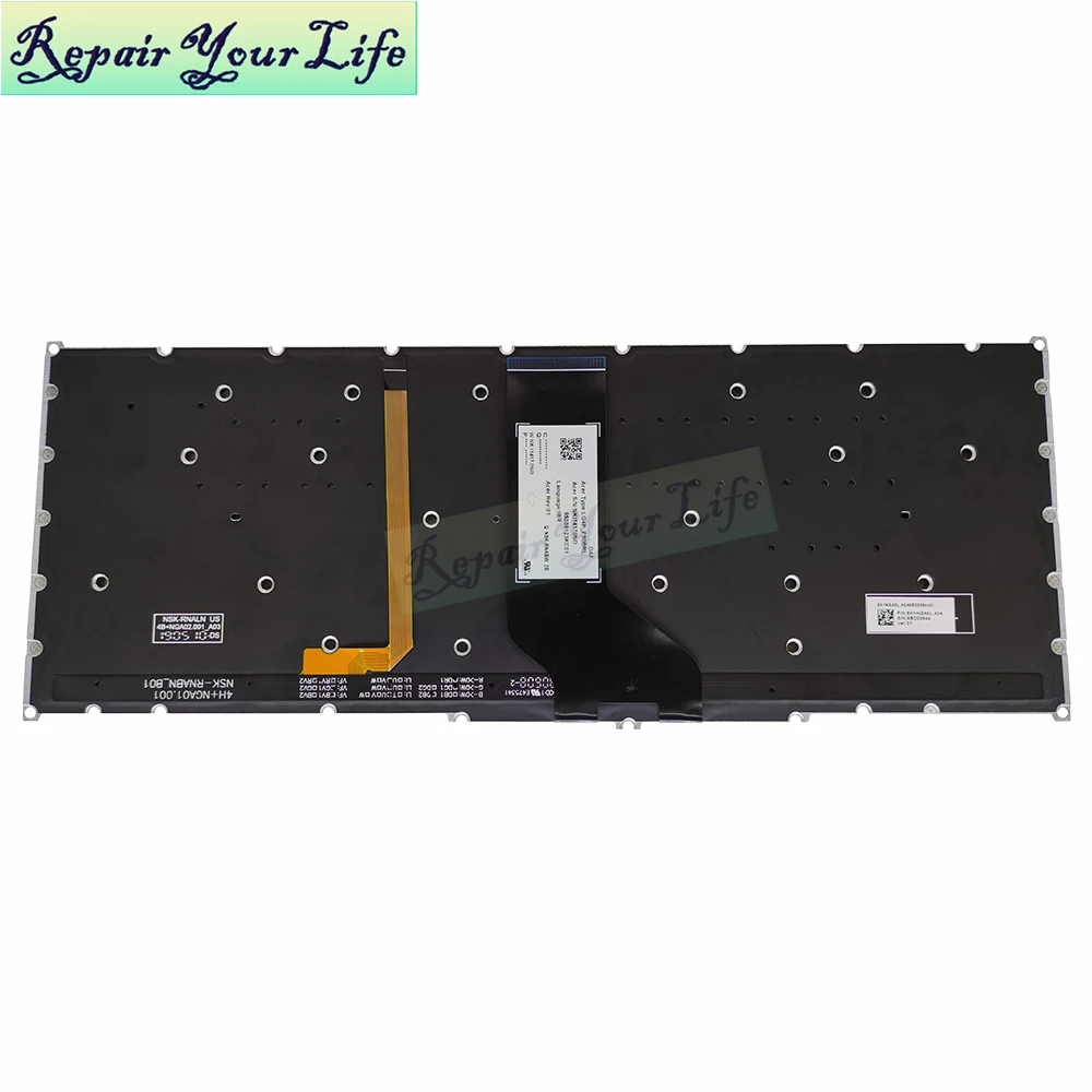 Ulululululgarian Ackteclado sem Iluminação para Cer Cer Ririton 500 Pt51551 Rrvatski Lack Falta Teclados Borda Azul Branco Lg40-p90brl Nsk-rnabw - Imagem 4