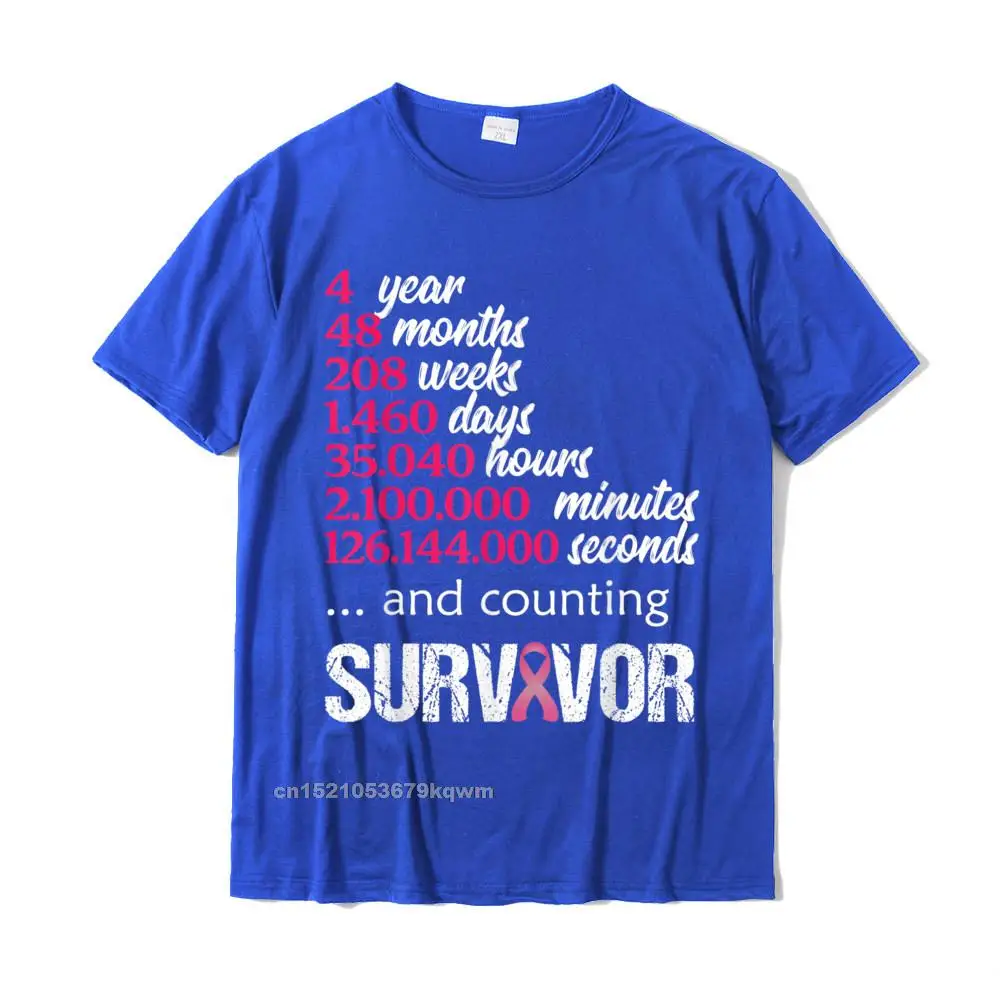 Europe Casual Printed Short Sleeve Summer Autumn T Shirt 2021 New Fashion Round Collar Pure Cotton Tees Men T Shirts Four 4 Year Survivor Breast Cancer Shirt Awareness Gift 2018 T-Shirt__4532 blue