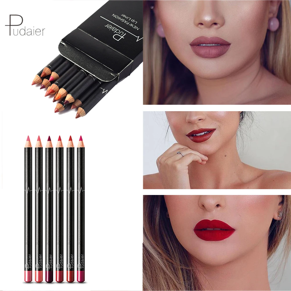 

Pudaier OPP Bag Lip Liner Matte Velvet Lipstick Pencil Waterproof Long Lasting Not Fading Easy to Use New Lip Makeup Cosmetics