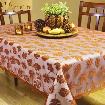 

Tablecloth Thanksgiving Decorations 60"x 84" Maple Leaves Table Covers Harvest Lace Table Line for Thanksgiving Dinner Decor