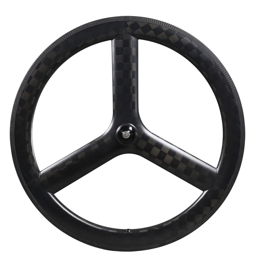700C полный карбоновый 3 Спицы Clincher/Трубчатые колеса tri-spoke arbon колесная установка для трека/шоссейного велосипеда UD/3 K/12 K матовая/глянцевая отделка
