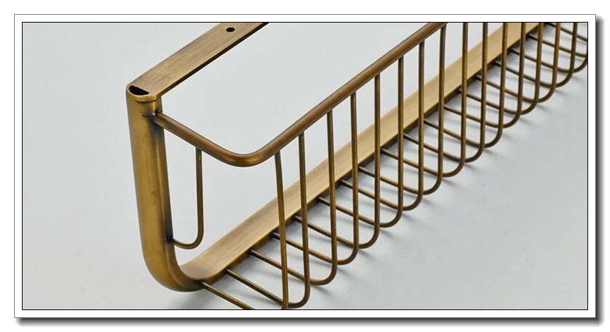 Vidric Bathroom Shelf Antique Bronze 45cm/30cm Shampoo Holder Bath Storage Bath Wall Shelves Rectangle Copper Shelf Bathroom Ha