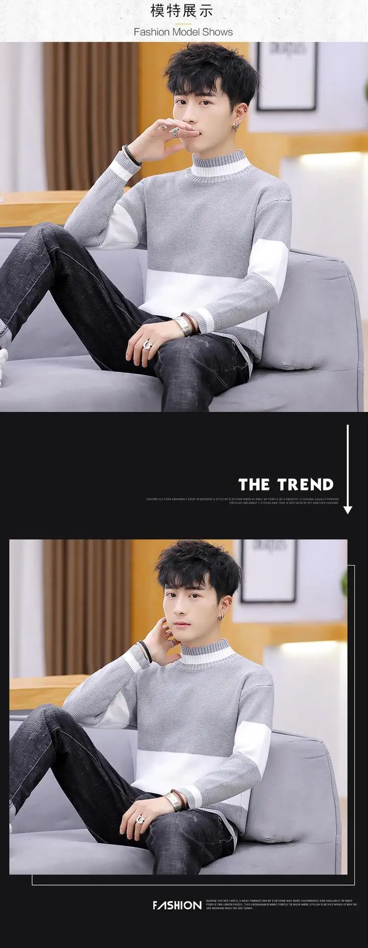 New Men's Sweaters Spring Mens Sweater Half-high collar Knitted Pullovers Homme 3XL Hot Sale Soft Thin Wool Men Sweater