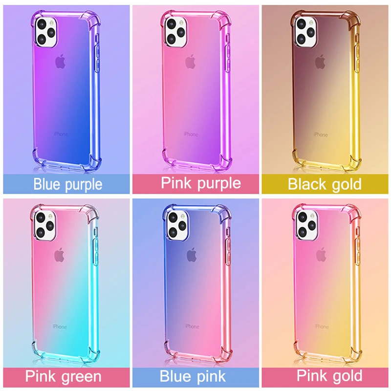 

2019 new case For Apple iphone 11 mobile phone shell gradient anti-drop for iphone xr mobile phone Soft TPU colorful Case Cover