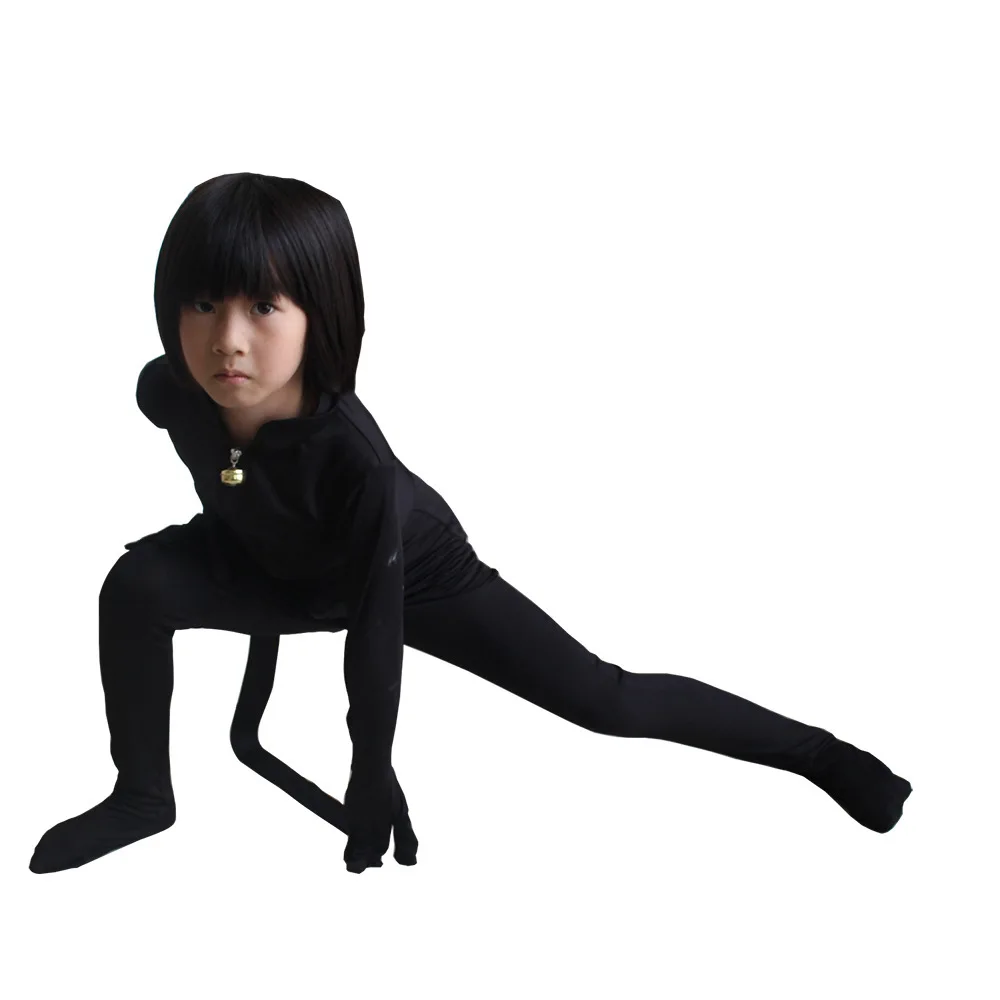 Christmas Fancy Lady Girls Costumes Bug Easter Cosplay Jumpsuit Black cat Children Spandex Costumes Bug for Kids Suits Wig Bag