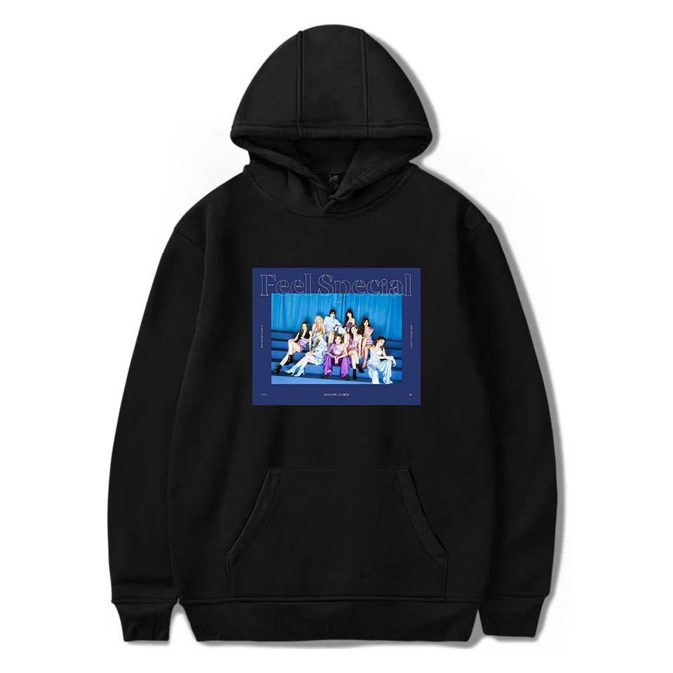 Kpop Twice толстовки свитшоты для женщин и мужчин Twice Feel специальные толстовки Флисовая теплая толстовка в стиле хип-хоп пуловеры с длинным рукавом K-pop - Цвет: black3
