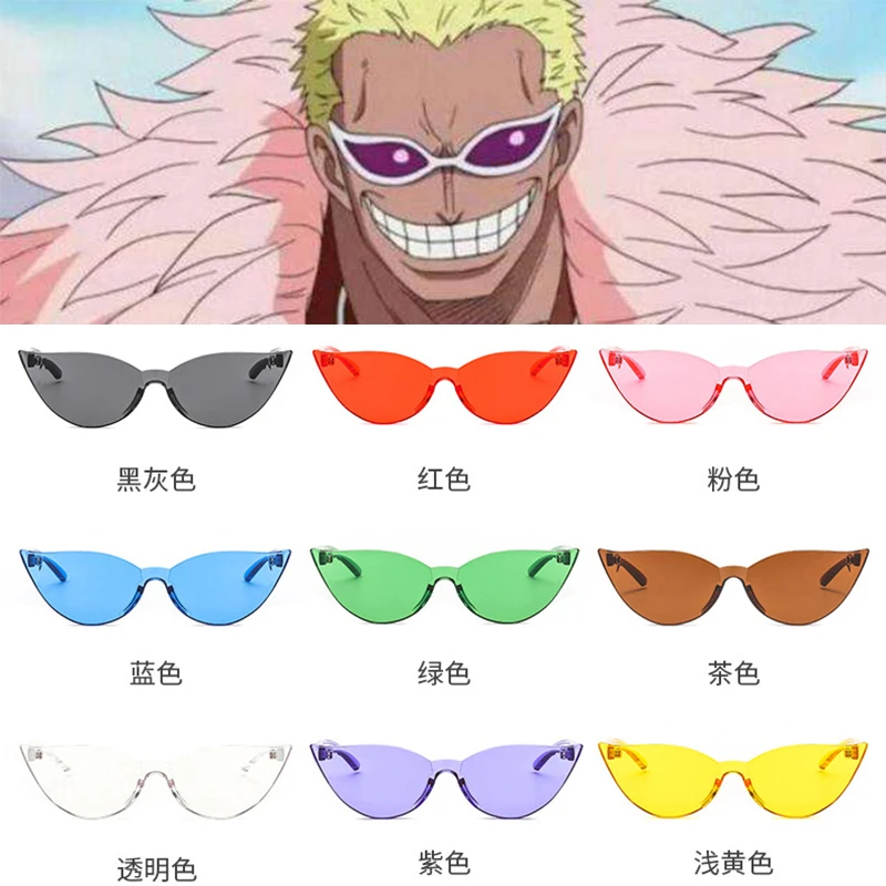 Аниме one piece donquixote doflamingo очки в стиле Косплей солнезащитные очки Джокер Мужчины Женщины Косплей Костюм-реквизит аксессуары 10 цветов