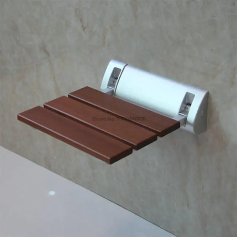 Siège De Bain Pliable Mural En Bois Massif - Banc De Douche Blanc - Neuf
