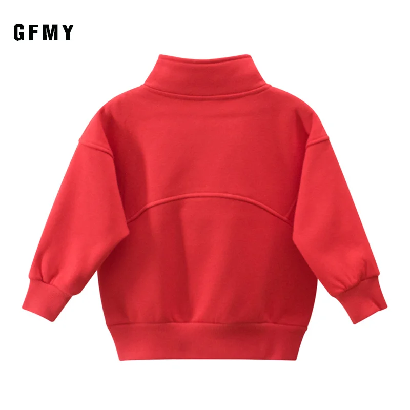 New GFMY Brand Spring Autumn Stand Collar Embroidered letters Leisure Children's sweatshirt Red 24M Baby Top