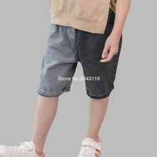 Короткие джинсы для мальчиков летние детские повседневные джинсовые короткие штаны Мягкие хлопковые джинсы в стиле пэчворк для мальчиков от 4 до 14 лет короткие прямые штаны