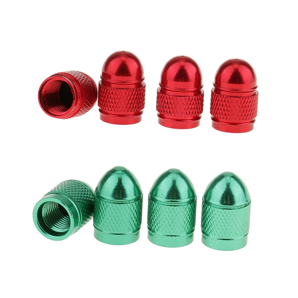 8pcs Red Green Car Wheel Tire Valve Stem Dust Cap Cover Rust Proof