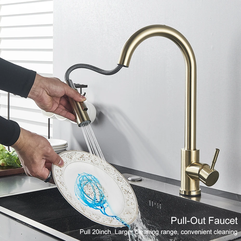 Stainless steel Two Function Single Handle Pull Out Mixer Hot and Cold Water Taps