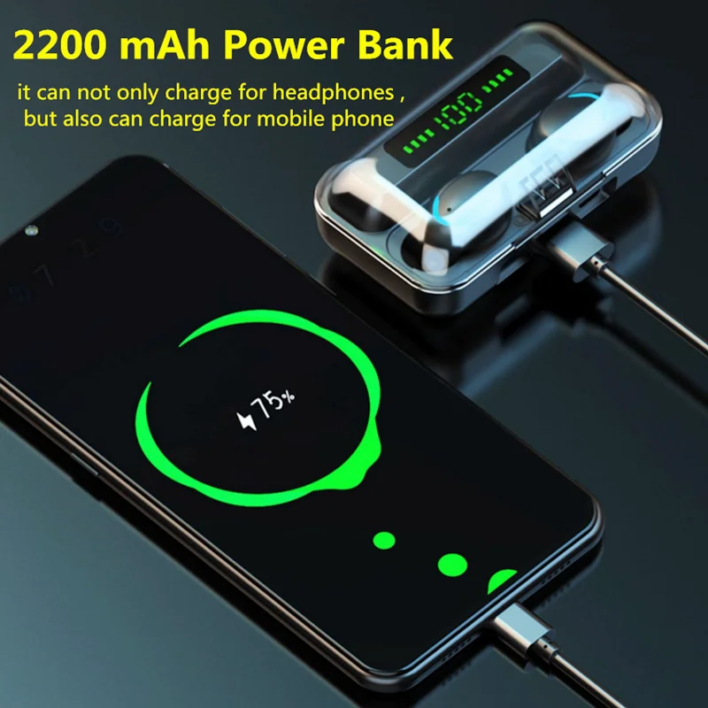 EWA Bluetooth Earphones F9 TWS Earphones Touch Control Auto Boot Headphone with Mic Noice Cancelling Sport Earbuds