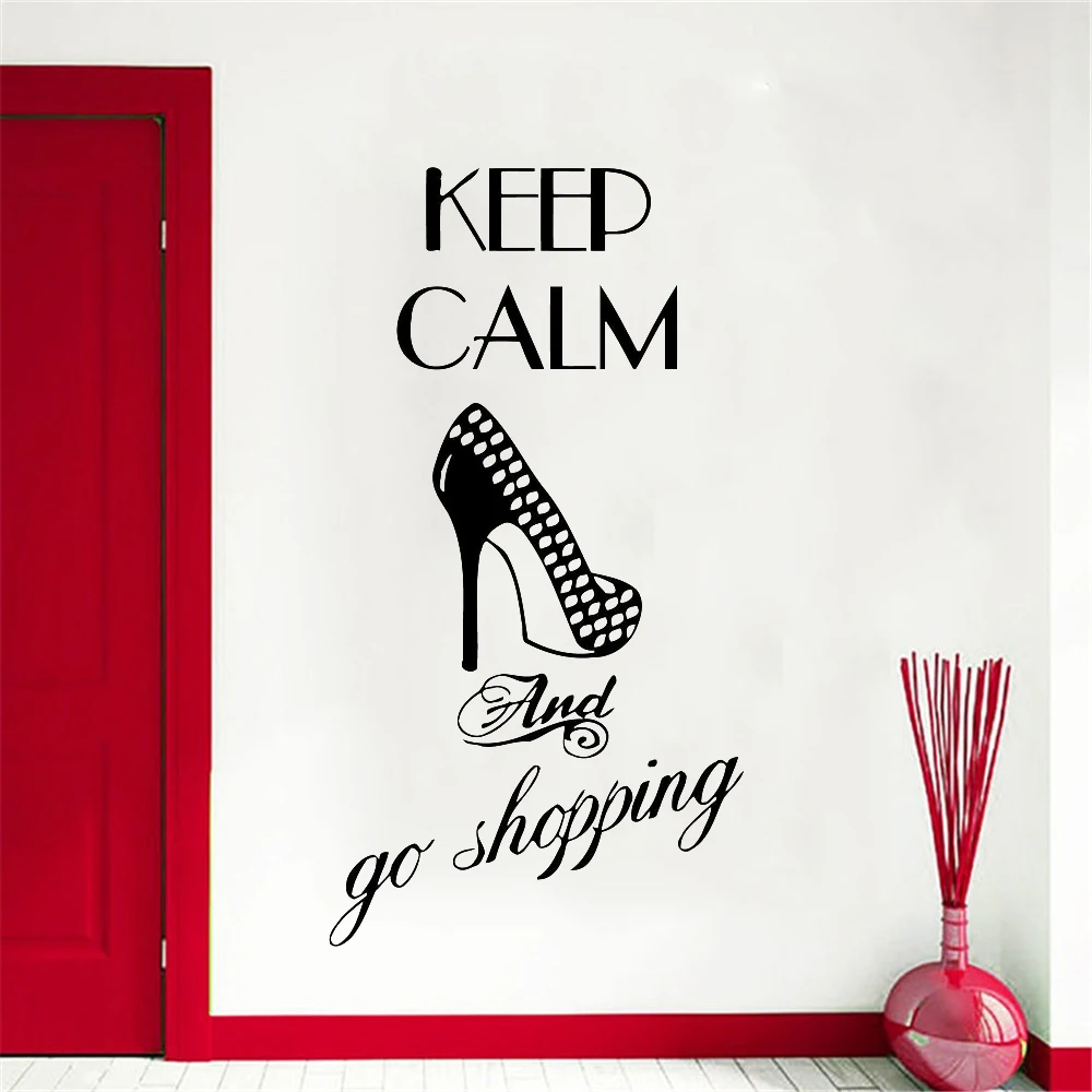 Настенные наклейки виниловая наклейка модная цитата для девочек Keep Calm Go Shopping Art