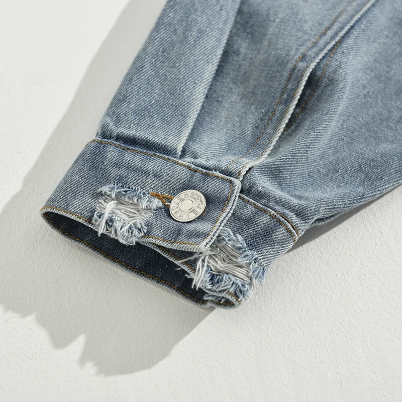 [EAM] Loose Fit Denim Split Oversized Long Sweatshirt New Hooded Long Sleeve Women Big Size Fashion Autumn Winter 1D5330