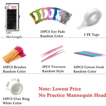 

NEWCOME Professional Individual Eyelash Extension Practice Kit Practice Mannequin Head Set False Eyelash Grafting Makeup Tools