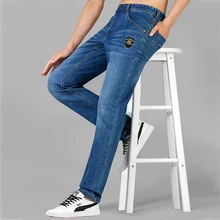 Бренд Брюс и Акула, мужские зимние синие джинсы с подкладкой, Стрейчевые джинсовые штаны, джинсы для мужчин, облегающие, студенческие, Молодежные джинсы 28-42 размера 8236