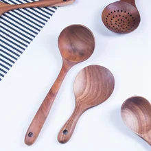 1 шт. натуральное тиковое дерево посуда ложка длинный дуршлаг для риса шумовка для супа поварские ложки Совок кухонный инструмент