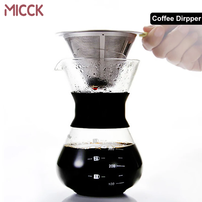 MICCK нержавеющая сталь кофе капельница многоразовый v60 кофе фильтр Держатель двойной слой кофе горшок металлический фильтр воронка бариста инструменты