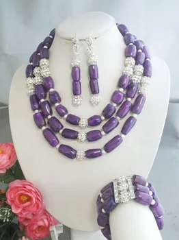 

A-5966## 3Rows African Purple Coral Beads For Women Wedding Jewelry