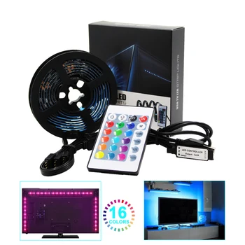 

New USB TV Light LED Strip DC 5V 5050RGB 24Key Flexible Light Lamp Desk Decor Screen TV Background Lighting Desktop Screen
