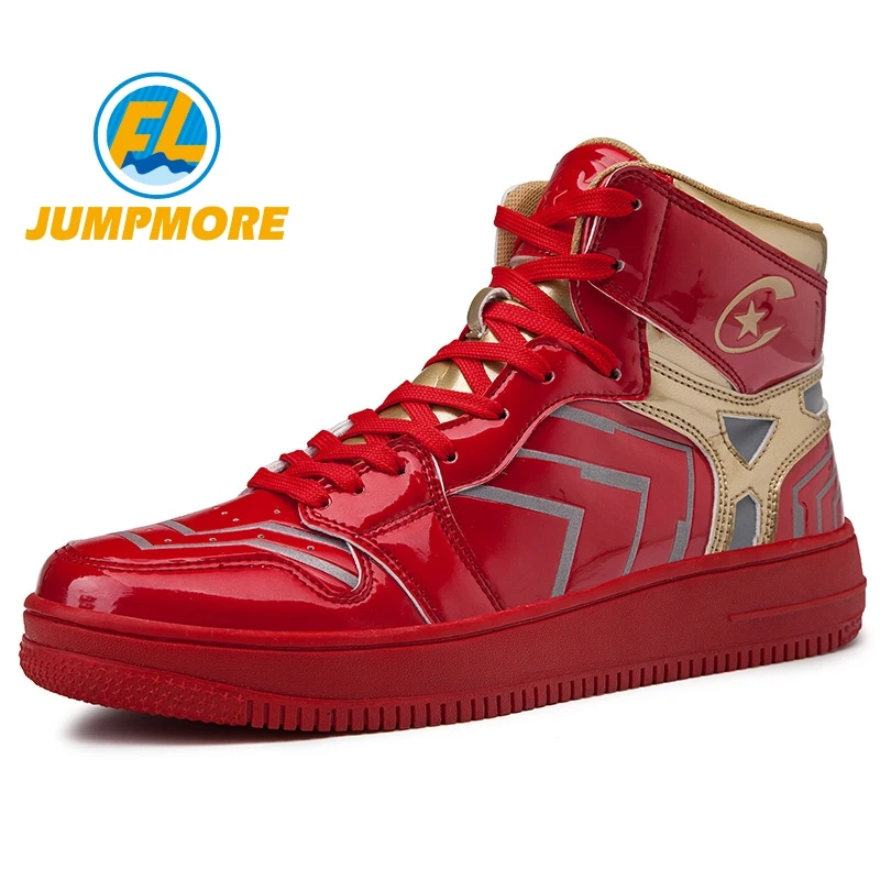 Новинка Marvel красная Мужская обувь для скейтборда Scarpe Air Avengers высокие спортивные коньки Светоотражающие кроссовки для мужчин Homme Chaussure - Цвет: Золотой