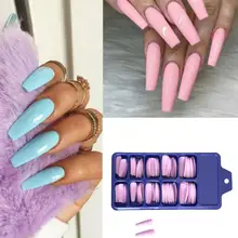 

50% Hot Sale 100Pcs/Set False Nail Tips Stickers Full Cover Long Coffin Fake Art Manicure
