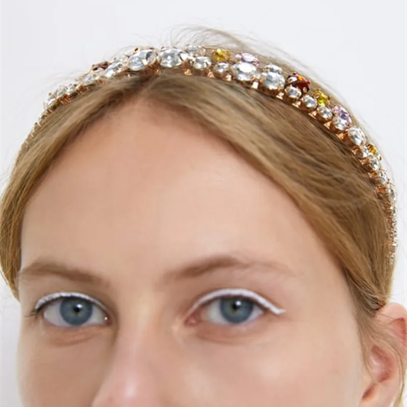 Junlead ZA Shiny Multicolor Luxury Rhinestone Hair Band Cute Headwear Crystal Headband Ornaments Hoop Accessories for Women | Украшения и