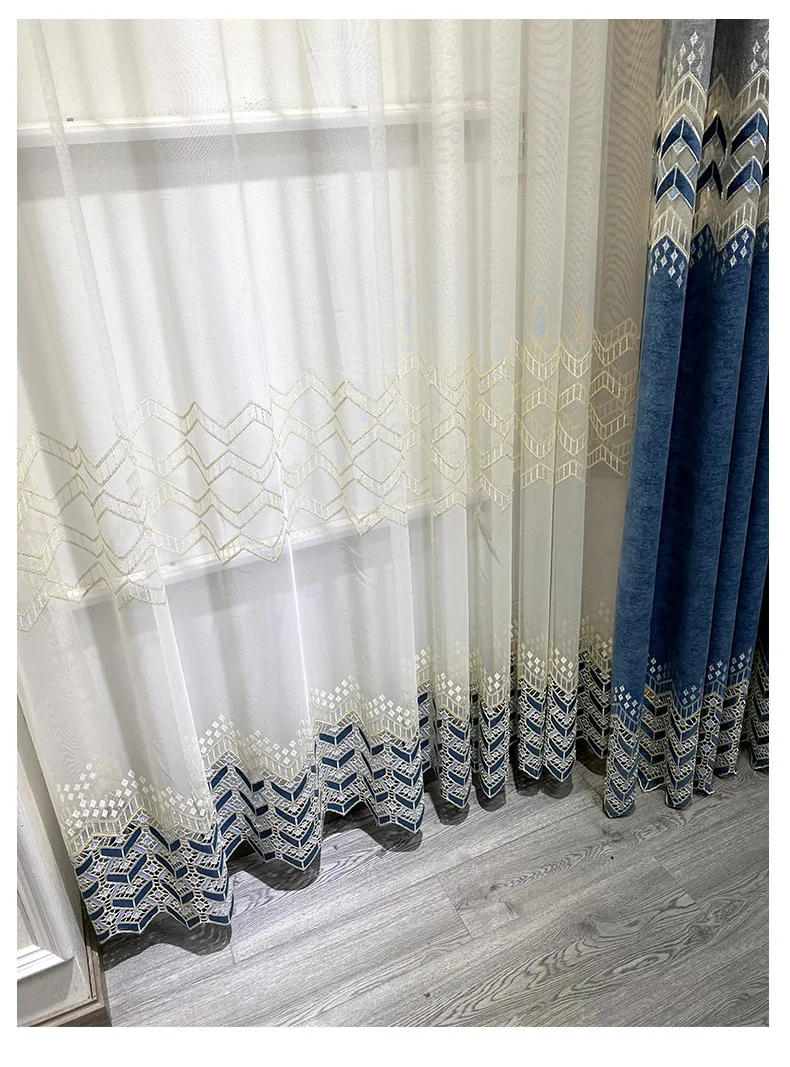 Alpaca Luxury Curtains for Living Room Bedroom Embroidered Jacquard Stitching High Shading Window European French Style drapes