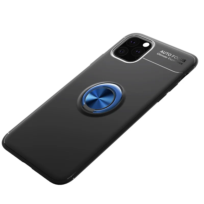 Для iPhone 11 Pro Max чехол с магнитным кольцом мягкий матовый Силиконовый чехол для телефона s для iPhone 6 6S 7 8 Plus X XR XS Max задняя крышка - Цвет: Blue black