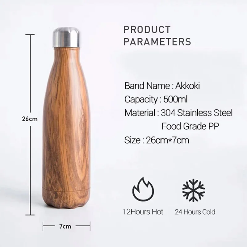 Akkoki Thermos Bottle Of Stainless Steel Vacuum Flasks Thermoses Cup Thermocup Thermal Bottle For Water Thermocouple Thermal
