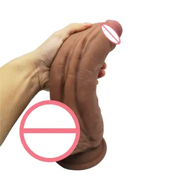 Thick Glans Dildo Realistic Stiff Cock Skin Feeling Silicone Penis Huge Big Dick Erotic Lesbian Adult Sex Products Female Toys 6