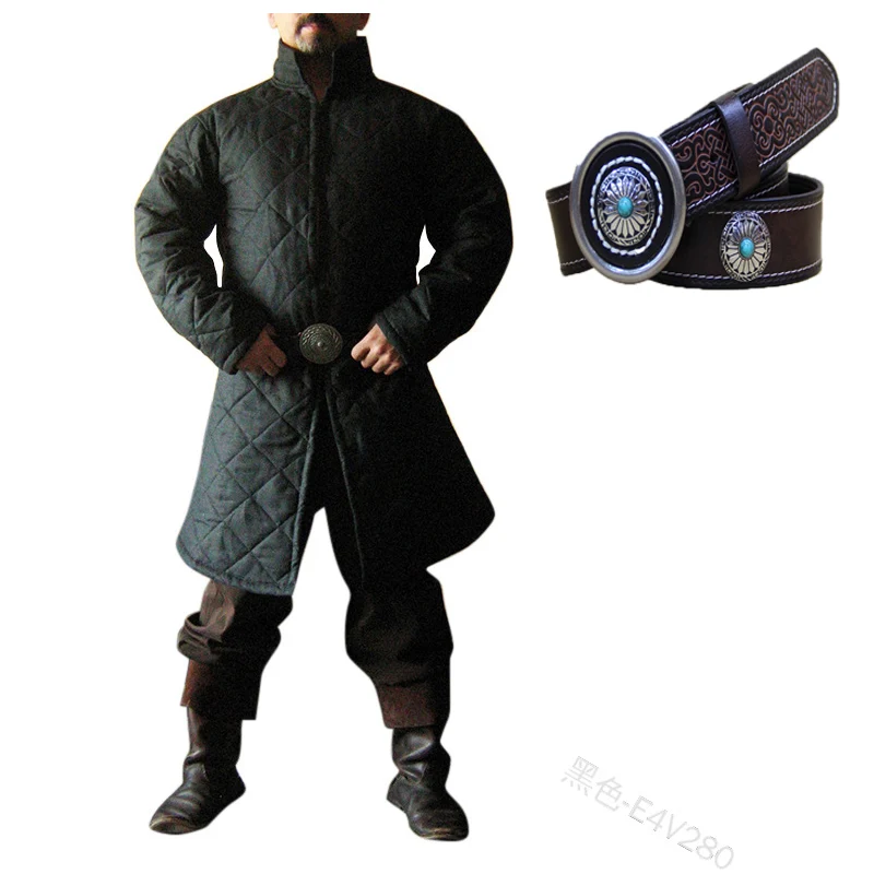 Взрослый мужской Средневековый Костюм викинга леопард Gambeson холщовая водолазка