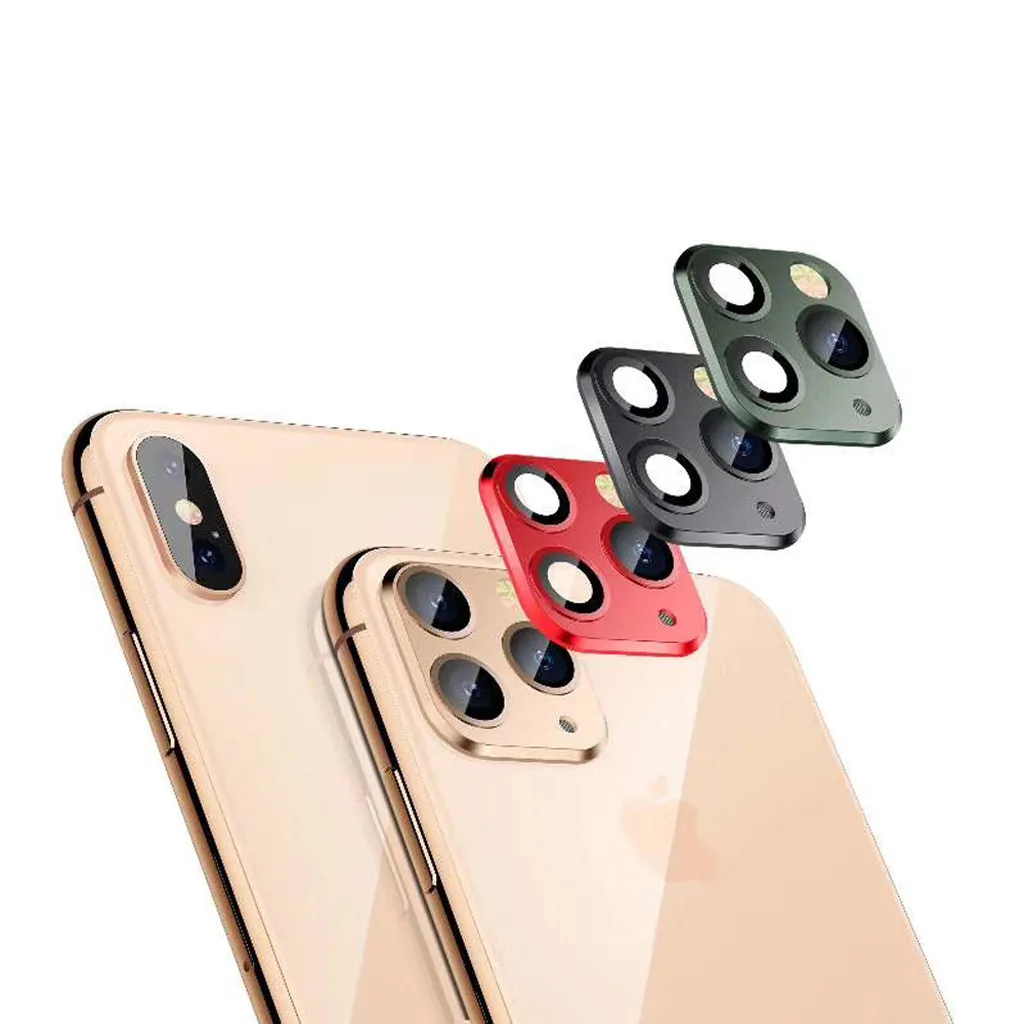 For iPhone X XS MAX Camera Change To Fake iPhone 11 Pro Max Camera Lens Seconds Change Protector Ring Cover Metal Lens Screen #B
