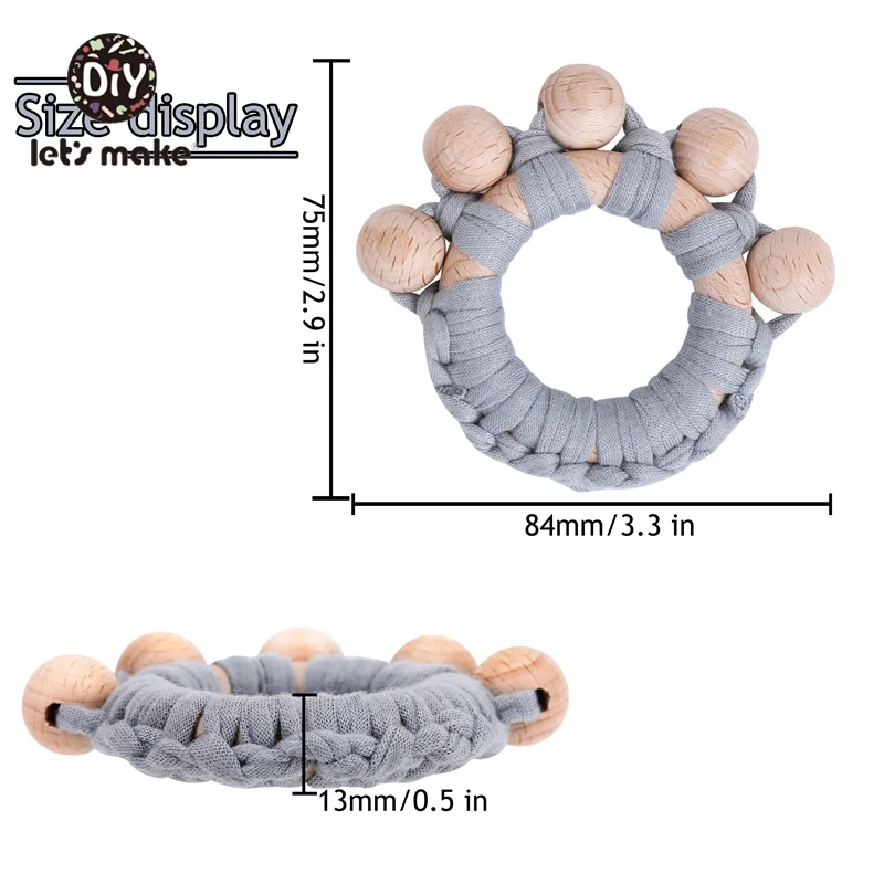 Let's Make/1 шт. детские погремушки без БФА из бука, деревянные бусины, кольцо для прорезывания зубов, для игр в спортзале, Монтессори, игрушки для коляски, круглые детские деревянные погремушки