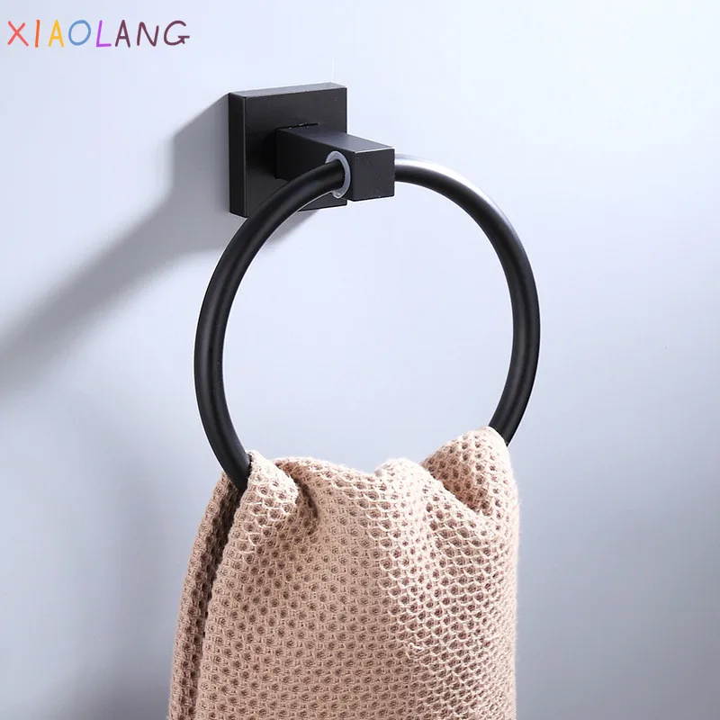 

XIAOLANG 2020 Space Aluminum Black Affirmative Towel Ring Bathroom Towel Towel Towel Rack Bathroom Hotel Pendant